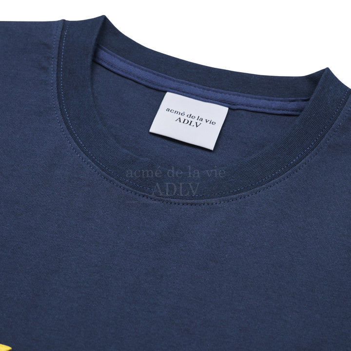 ADLV SPORTY LOGO EMBROIDERY SHORT SLEEVE T-SHIRT NAVY