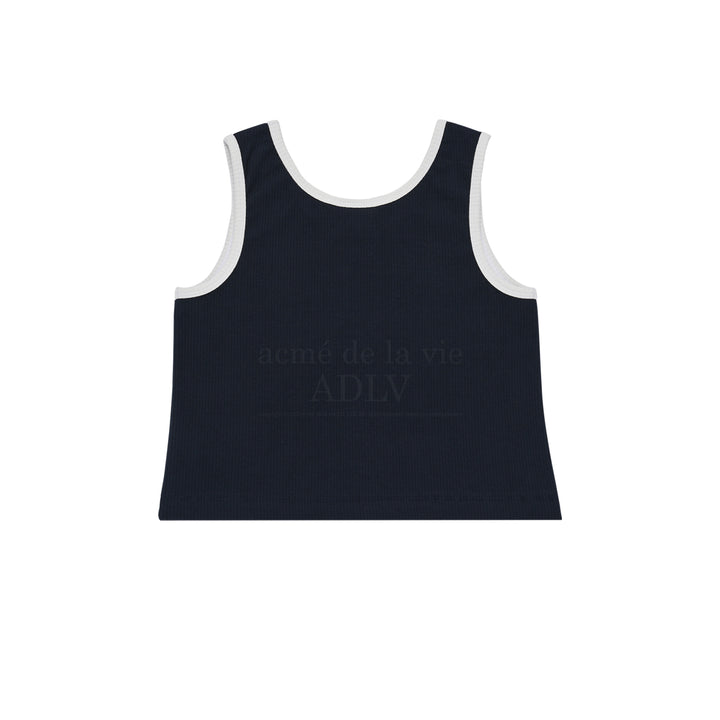 ADLV CIRCLE WAPPEN CROP TANK TOP NAVY