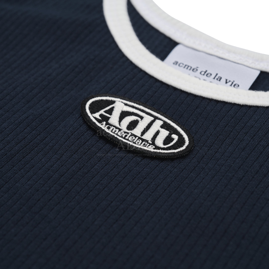 ADLV CIRCLE WAPPEN CROP TANK TOP NAVY