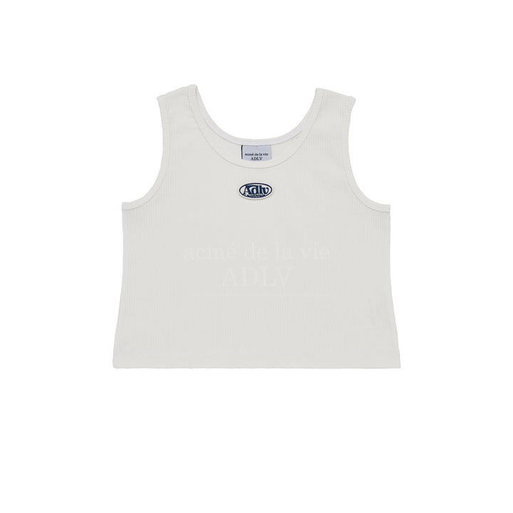 ADLV CIRCLE WAPPEN CROP TANK TOP WHITE