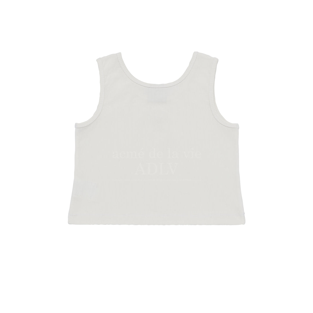 ADLV CIRCLE WAPPEN CROP TANK TOP WHITE