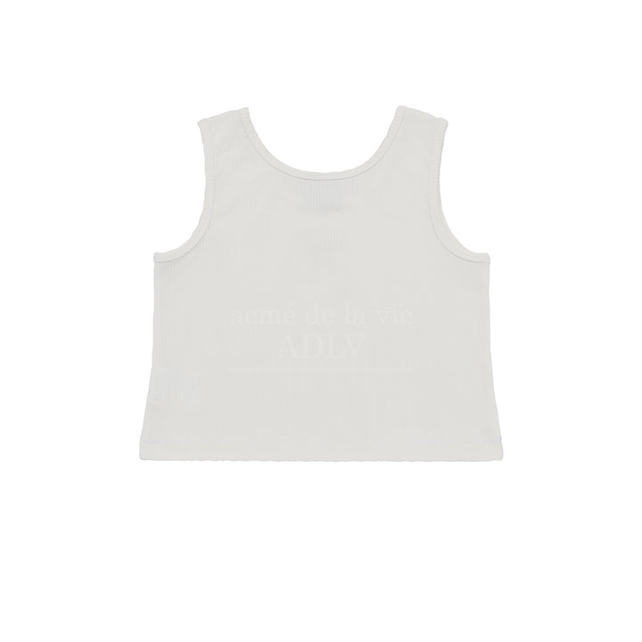 ADLV CIRCLE WAPPEN CROP TANK TOP WHITE