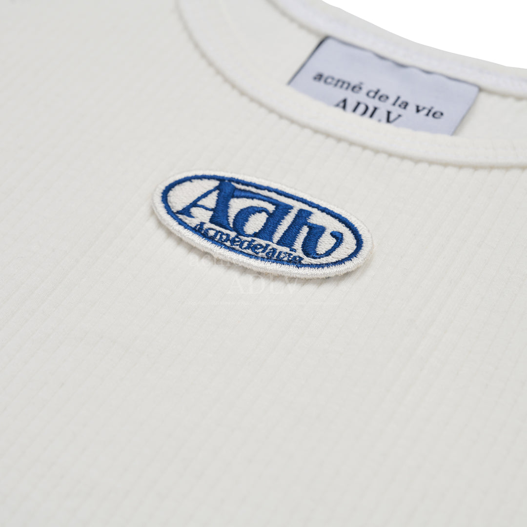 ADLV CIRCLE WAPPEN CROP TANK TOP WHITE