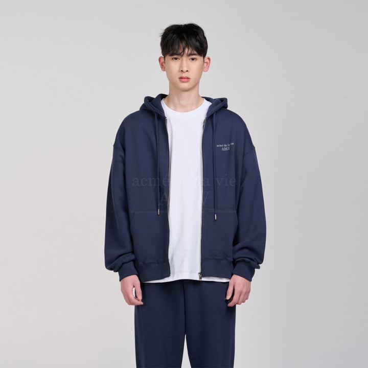 ADLV BASIC LOGO SEASON2 ZIP HOODIE NAVY