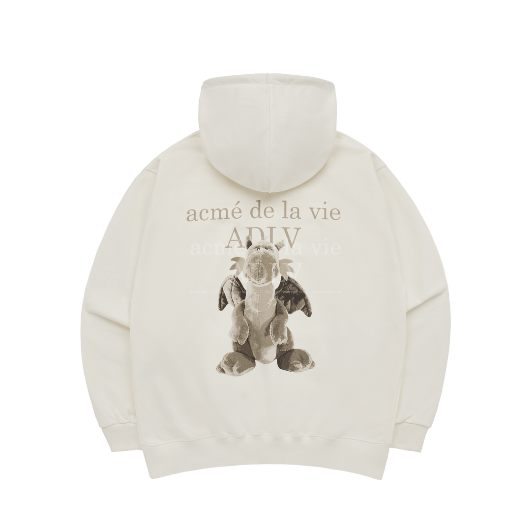 ADLV FUZZY DRAGON ARTWORK HOODIE CREAM