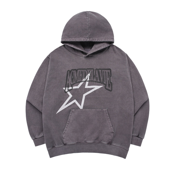 ADLV STAR AE LOGO PIGMENT WASHING HOODIE PURPLE