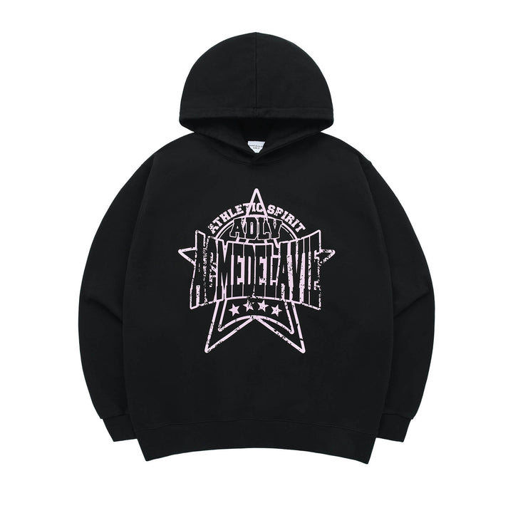 ADLV PREPPY LOGO CRACK PRINTING HOODIE BLACK