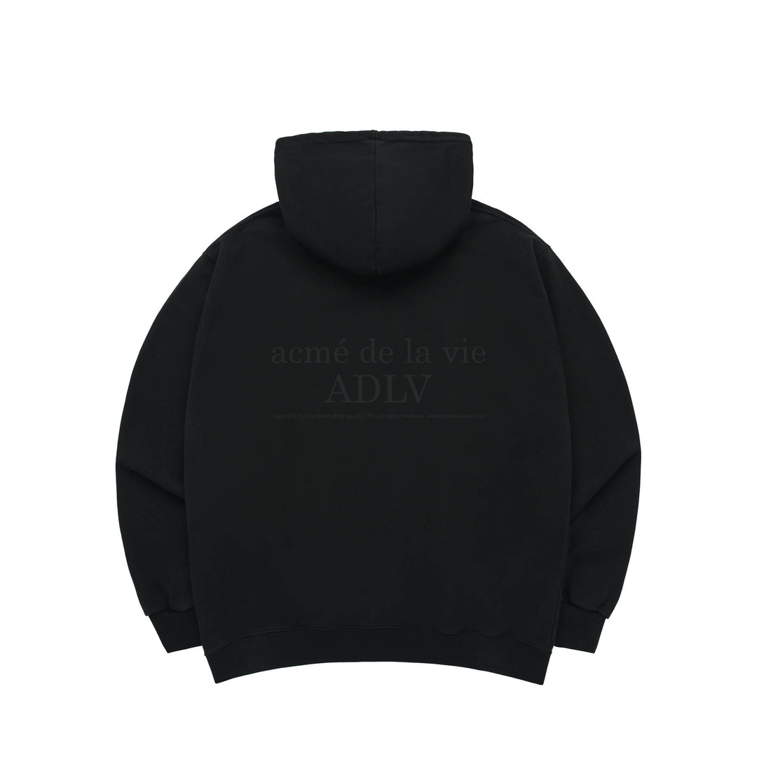 ADLV PREPPY LOGO CRACK PRINTING HOODIE BLACK