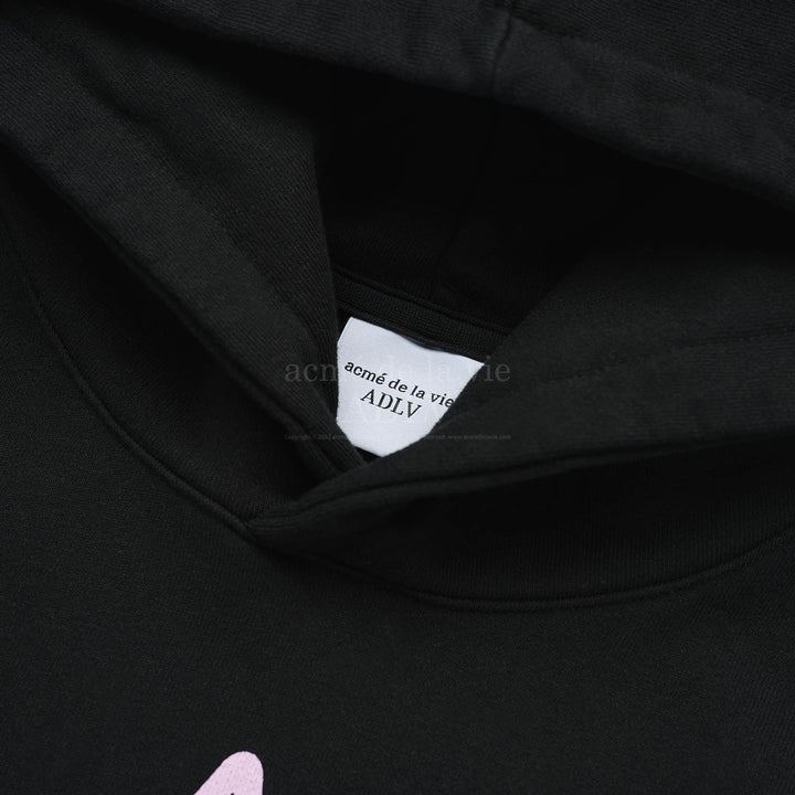 ADLV PREPPY LOGO CRACK PRINTING HOODIE BLACK