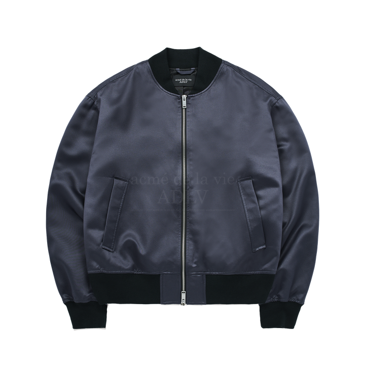 ADLV PUCKERING SATIN MA-1 JACKET BLACK