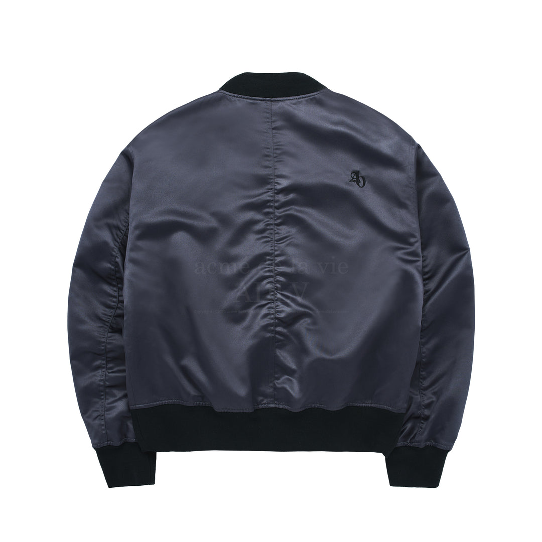 ADLV PUCKERING SATIN MA-1 JACKET BLACK