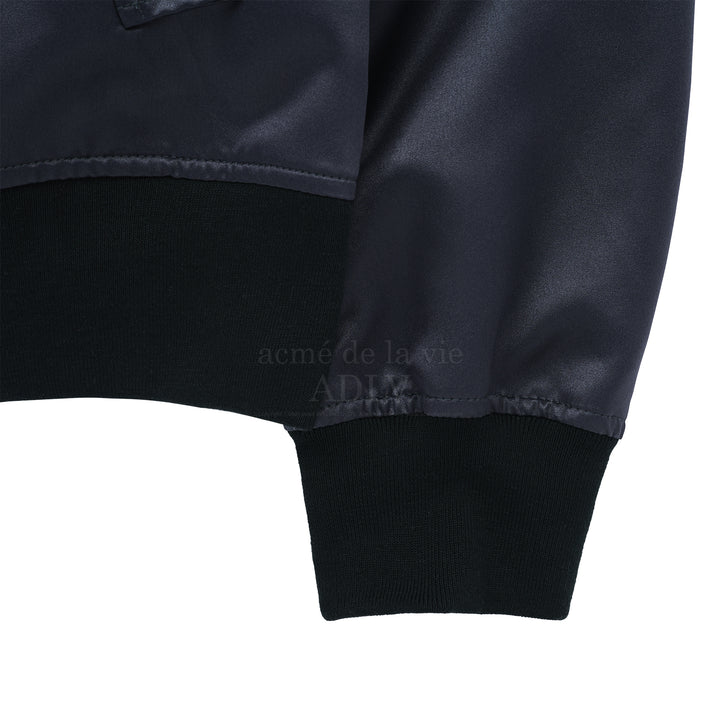 ADLV PUCKERING SATIN MA-1 JACKET BLACK