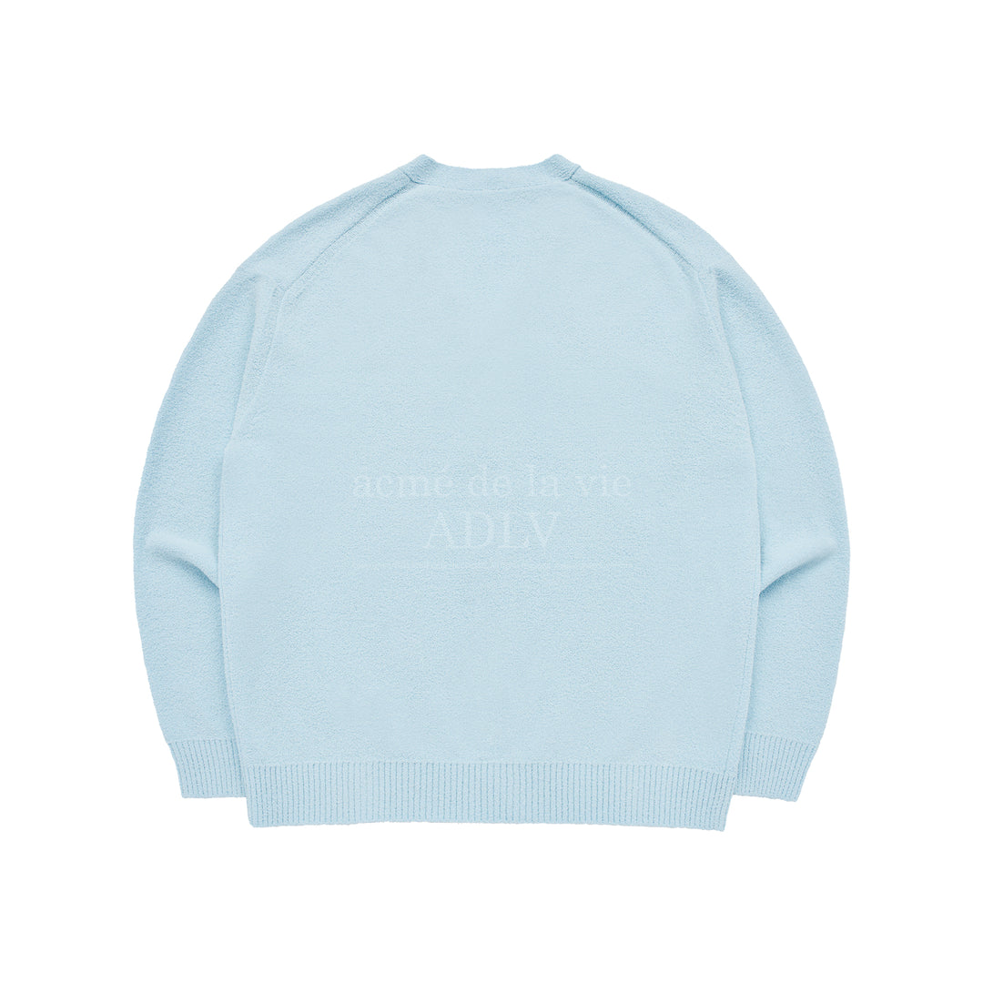 ADLV SYMBOL LOGO RIVET TERRY CARDIGAN SKY BLUE