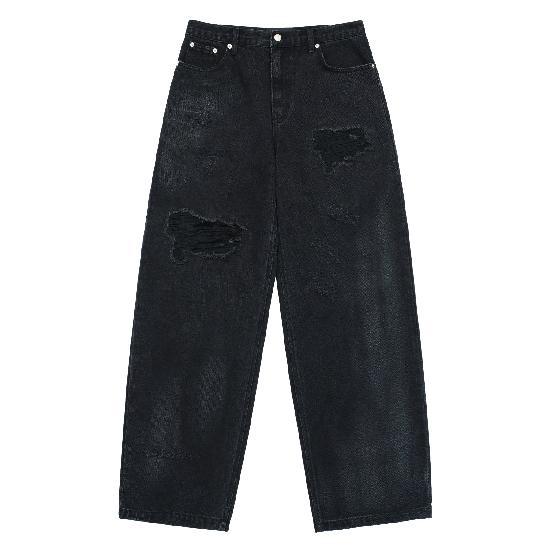 ADLV DESTROYED WASHING SPRAY DENIM PANTS BLACK – ADLV Malaysia