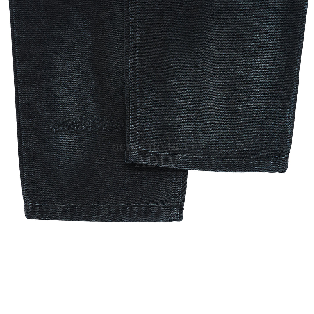 ADLV DESTROYED WASHING SPRAY DENIM PANTS BLACK