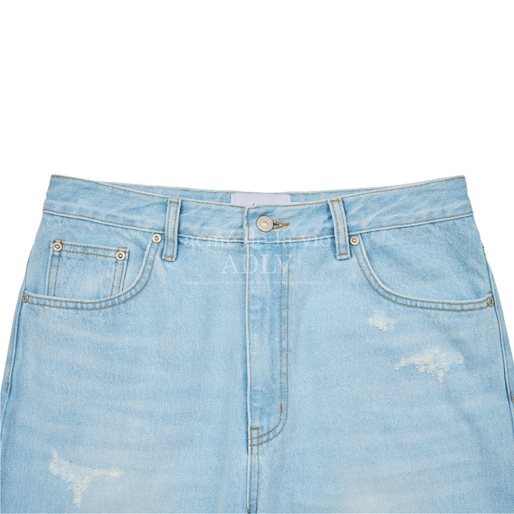 ADLV SYMBOL DESTROYED WASHING DENIM PANTS BLUE