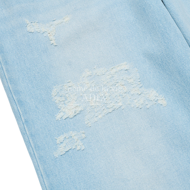 ADLV SYMBOL DESTROYED WASHING DENIM PANTS BLUE