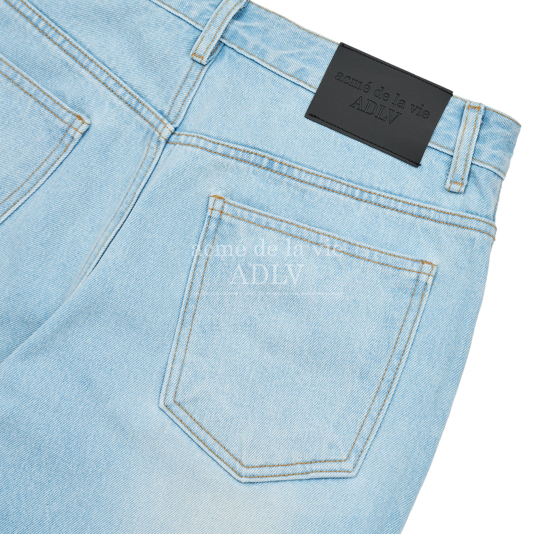 ADLV SYMBOL DESTROYED WASHING DENIM PANTS BLUE