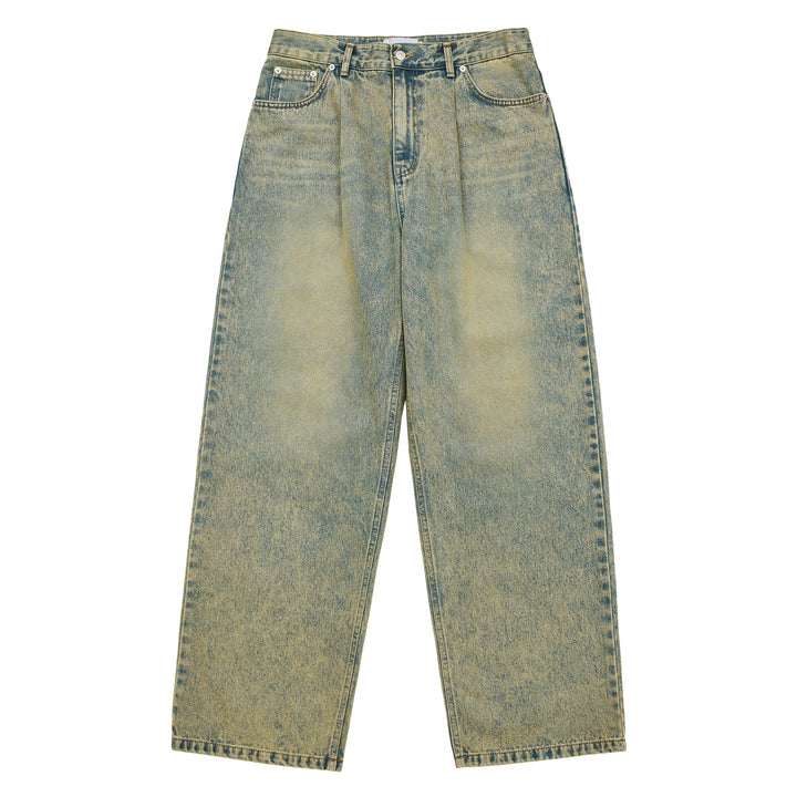 ADLV COLOR SPRAY DYE DENIM PANTS YELLOW