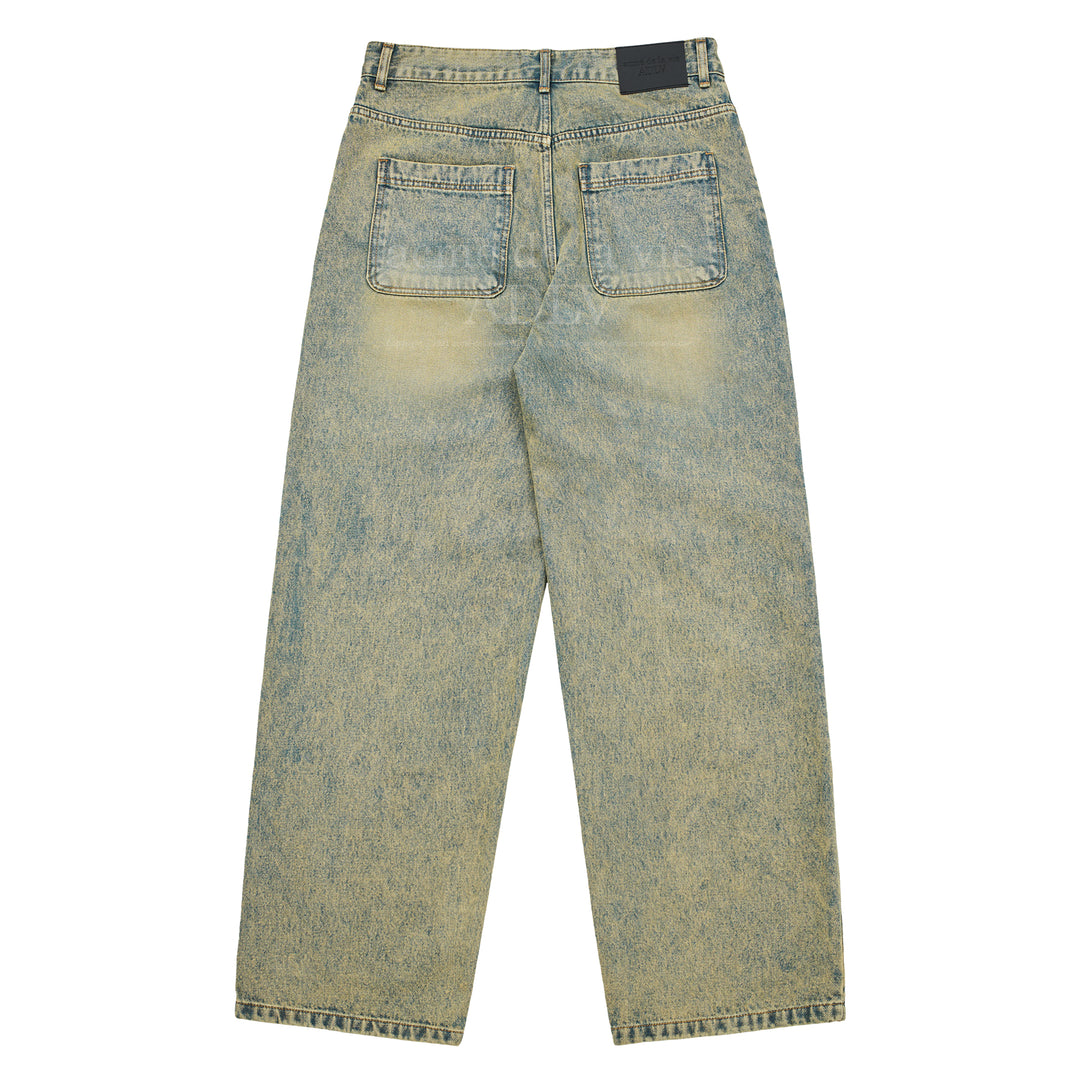 ADLV COLOR SPRAY DYE DENIM PANTS YELLOW