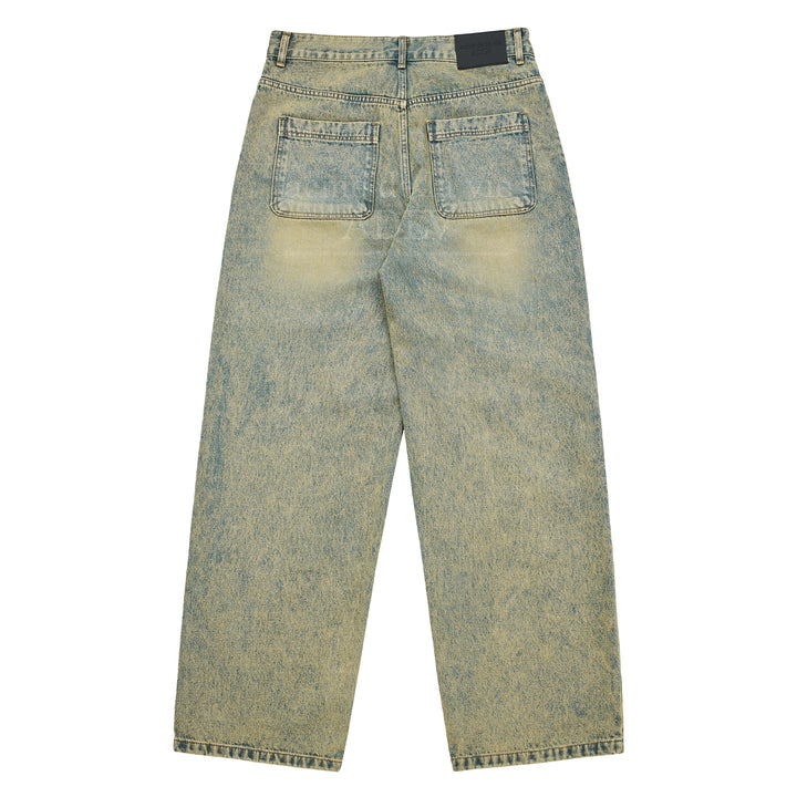 ADLV COLOR SPRAY DYE DENIM PANTS YELLOW