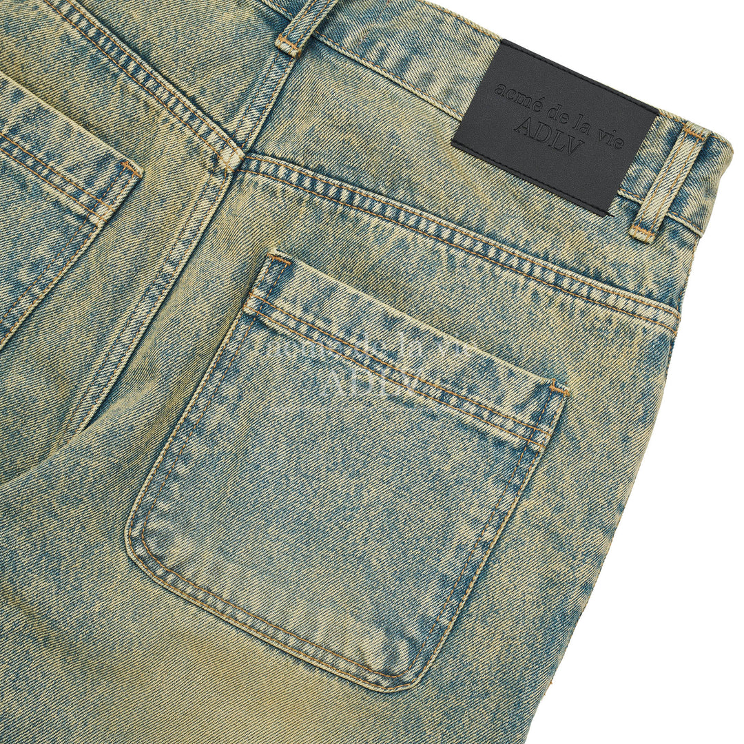 ADLV COLOR SPRAY DYE DENIM PANTS YELLOW