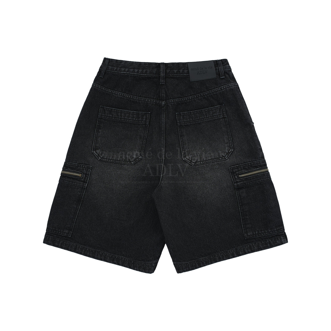 ADLV DOUBLE POCKET DENIM SHORT PANTS BLACK