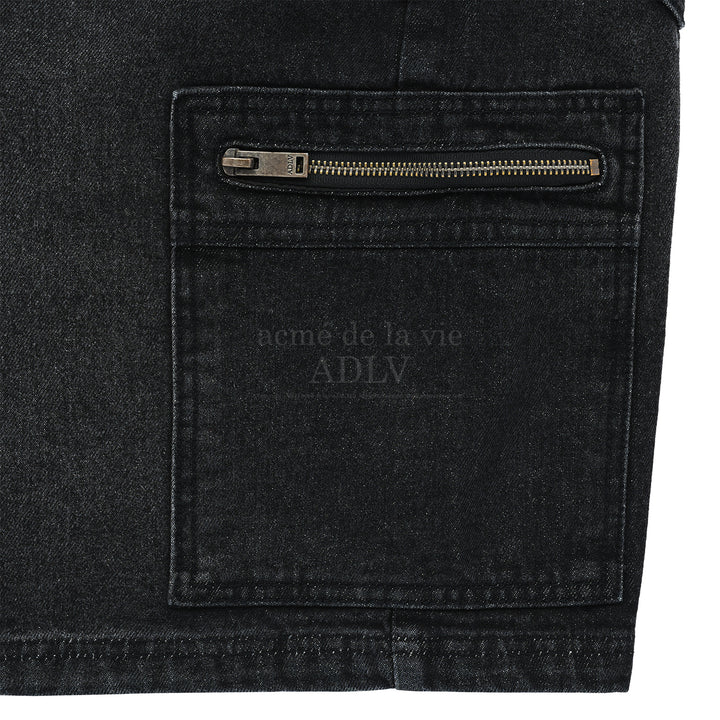 ADLV DOUBLE POCKET DENIM SHORT PANTS BLACK