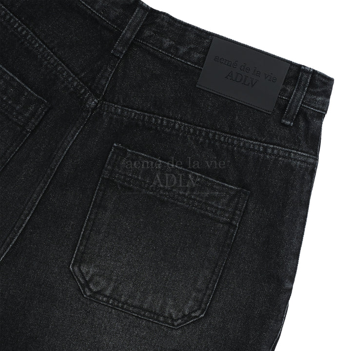 ADLV DOUBLE POCKET DENIM SHORT PANTS BLACK