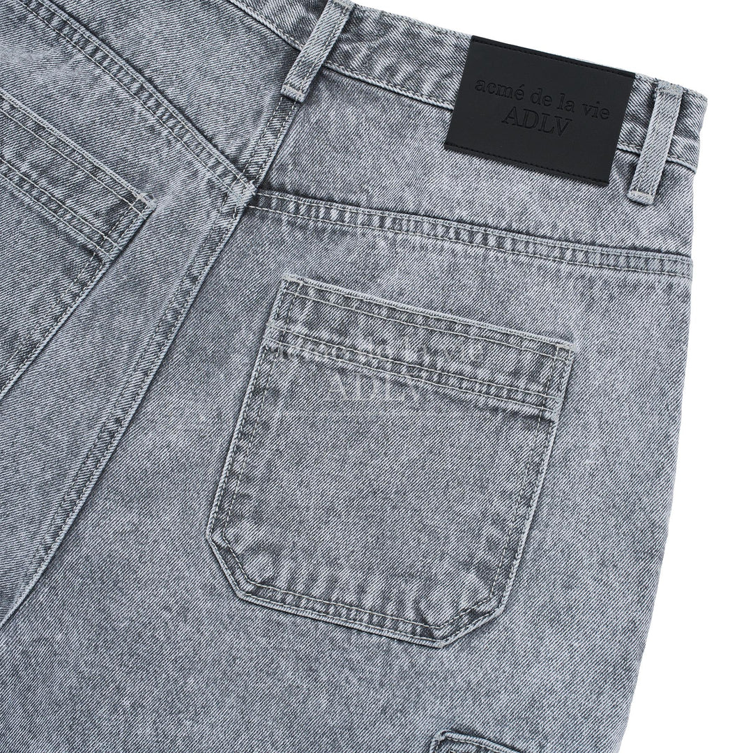 ADLV DOUBLE POCKET DENIM SHORT PANTS GREY