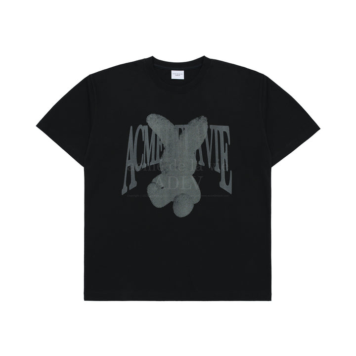 ADLV HALFTONE DOT LAYER FUZZY RABBIT SHORT SLEEVE T-SHIRT BLACK