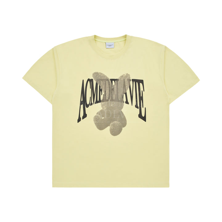 ADLV HALFTONE DOT LAYER FUZZY RABBIT SHORT SLEEVE T-SHIRT LIGHT YELLOW