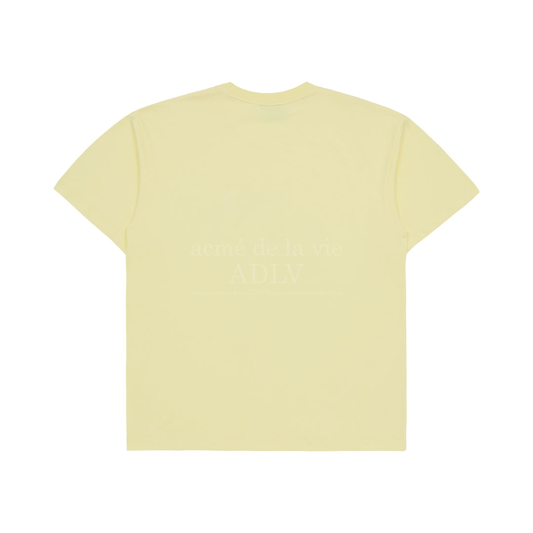 ADLV HALFTONE DOT LAYER FUZZY RABBIT SHORT SLEEVE T-SHIRT LIGHT YELLOW