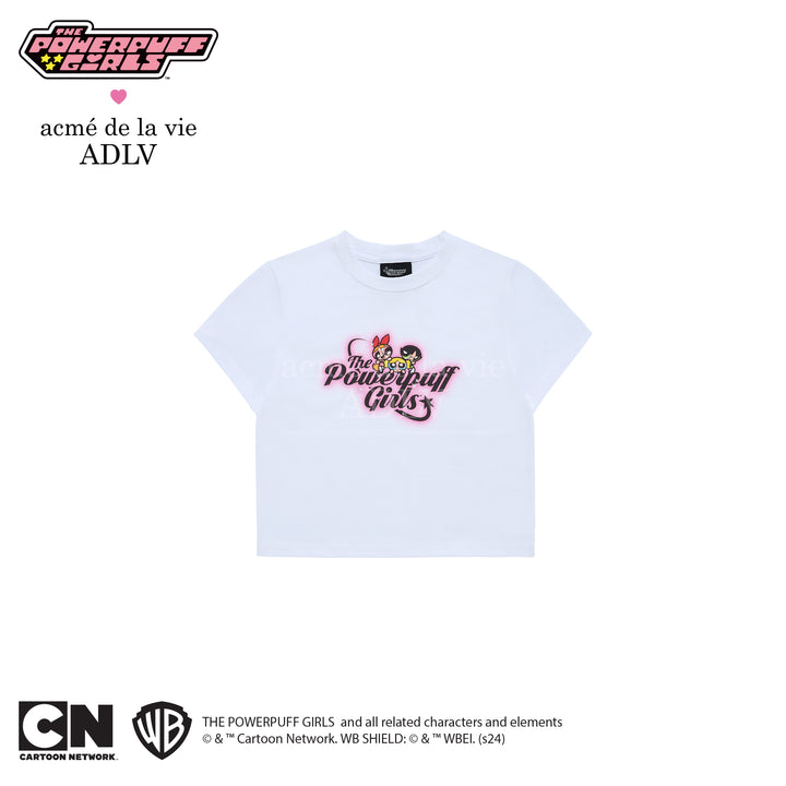 ADLV x THE POWERPUFF GIRLS GRADIENT CURLY LOGO CROP T-SHIRT WHITE