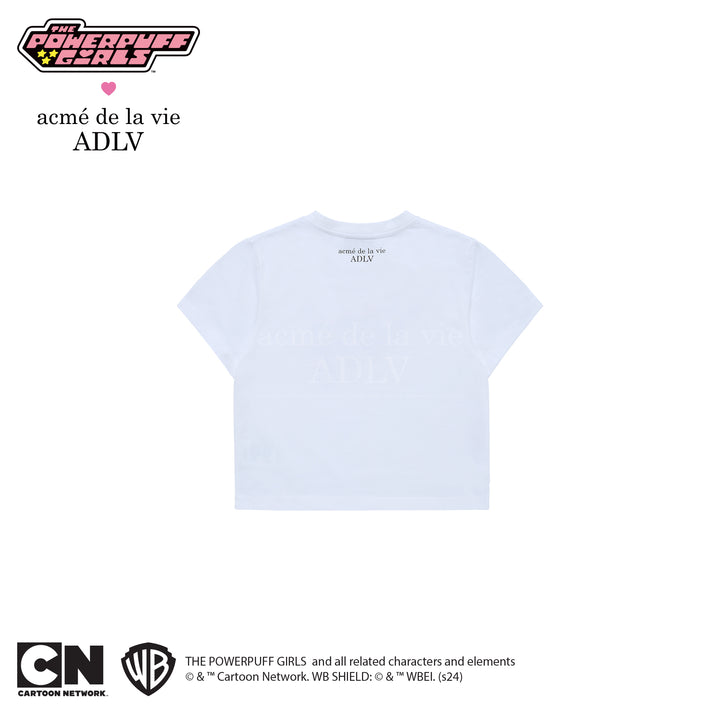 ADLV x THE POWERPUFF GIRLS GRADIENT CURLY LOGO CROP T-SHIRT WHITE