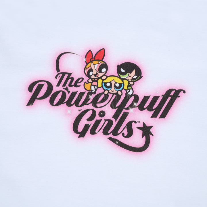 ADLV x THE POWERPUFF GIRLS GRADIENT CURLY LOGO CROP T-SHIRT WHITE