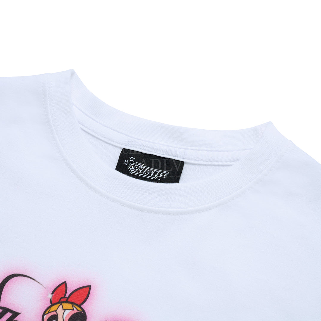 ADLV x THE POWERPUFF GIRLS GRADIENT CURLY LOGO CROP T-SHIRT WHITE