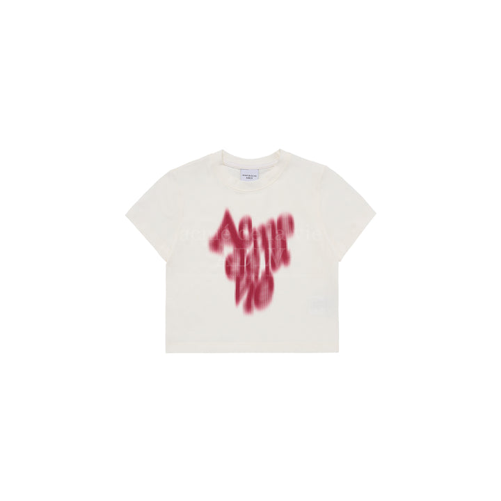 ADLV BLUR LOGO CROP SHORT SLEEVE T-SHIRT CREAM