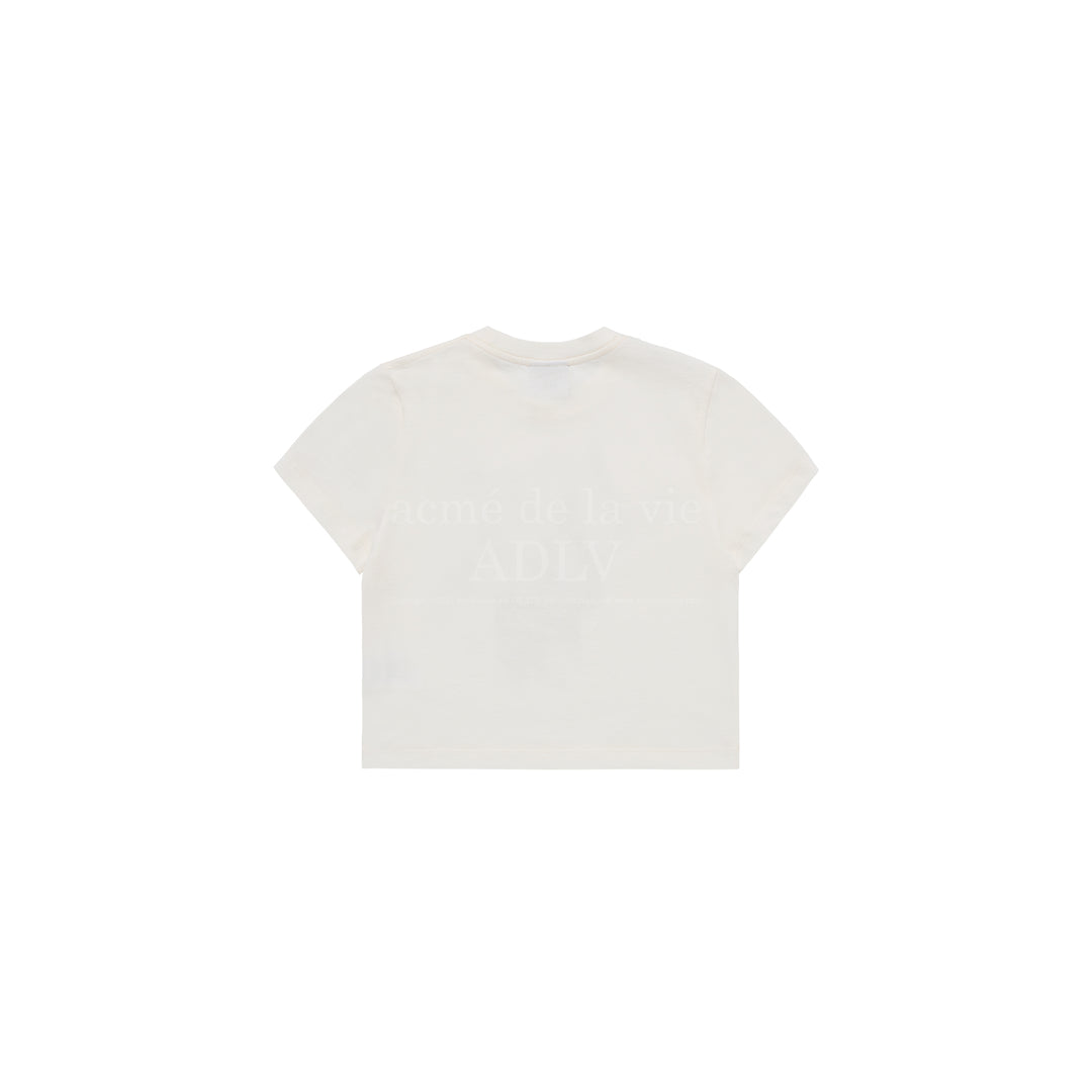 ADLV BLUR LOGO CROP SHORT SLEEVE T-SHIRT CREAM