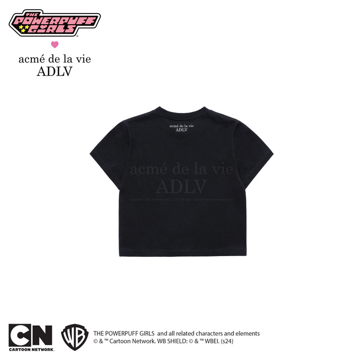 ADLV x THE POWERPUFF GIRLS CRAYON ARTWORK CROP T-SHIRT BLACK