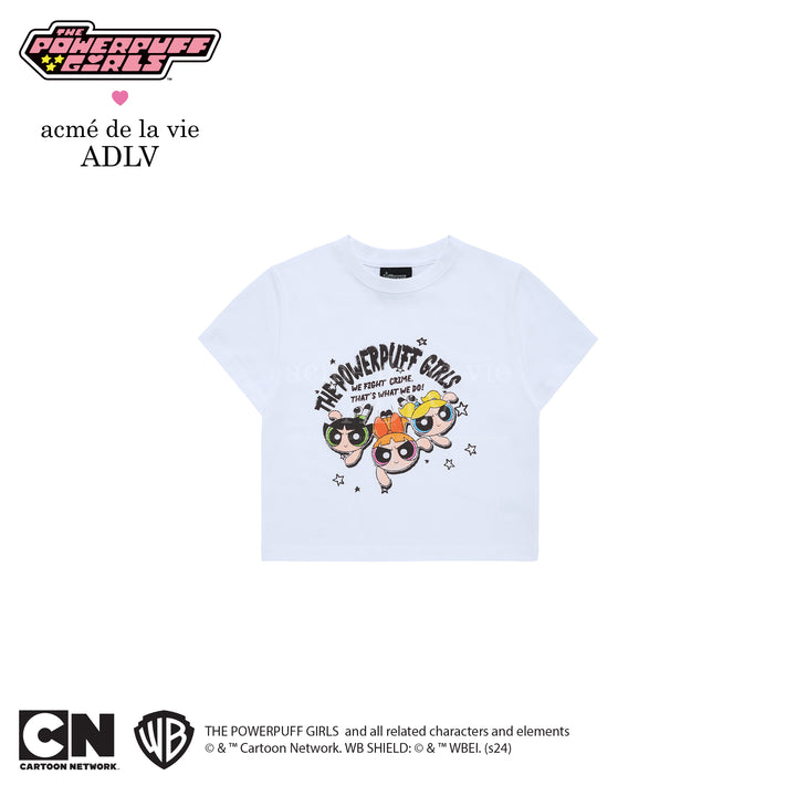 ADLV x THE POWERPUFF GIRLS CRAYON ARTWORK CROP T-SHIRT WHITE