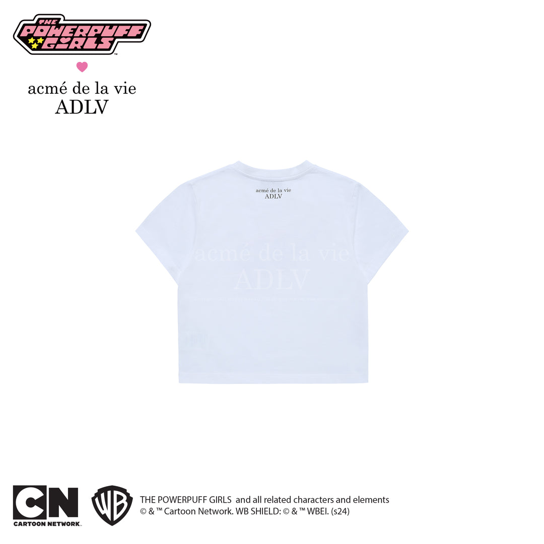 ADLV x THE POWERPUFF GIRLS CRAYON ARTWORK CROP T-SHIRT WHITE