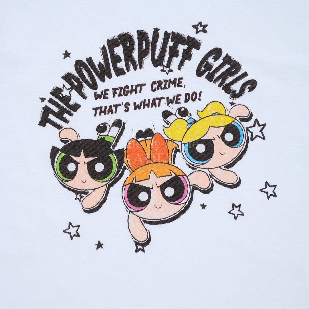 ADLV x THE POWERPUFF GIRLS CRAYON ARTWORK CROP T-SHIRT WHITE