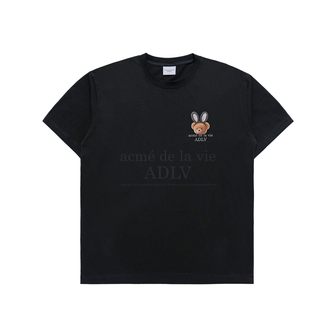 ADLV RABBIT BEAR DOLL LOGO SHORT SLEEVE T-SHIRT BLACK