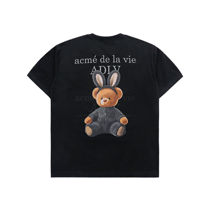 ADLV RABBIT BEAR DOLL LOGO SHORT SLEEVE T-SHIRT BLACK