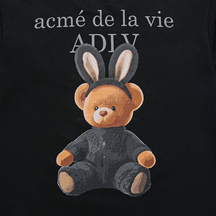 ADLV RABBIT BEAR DOLL LOGO SHORT SLEEVE T-SHIRT BLACK