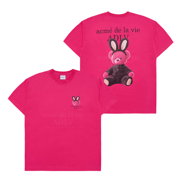 ADLV RABBIT BEAR DOLL LOGO SHORT SLEEVE T-SHIRT PINK