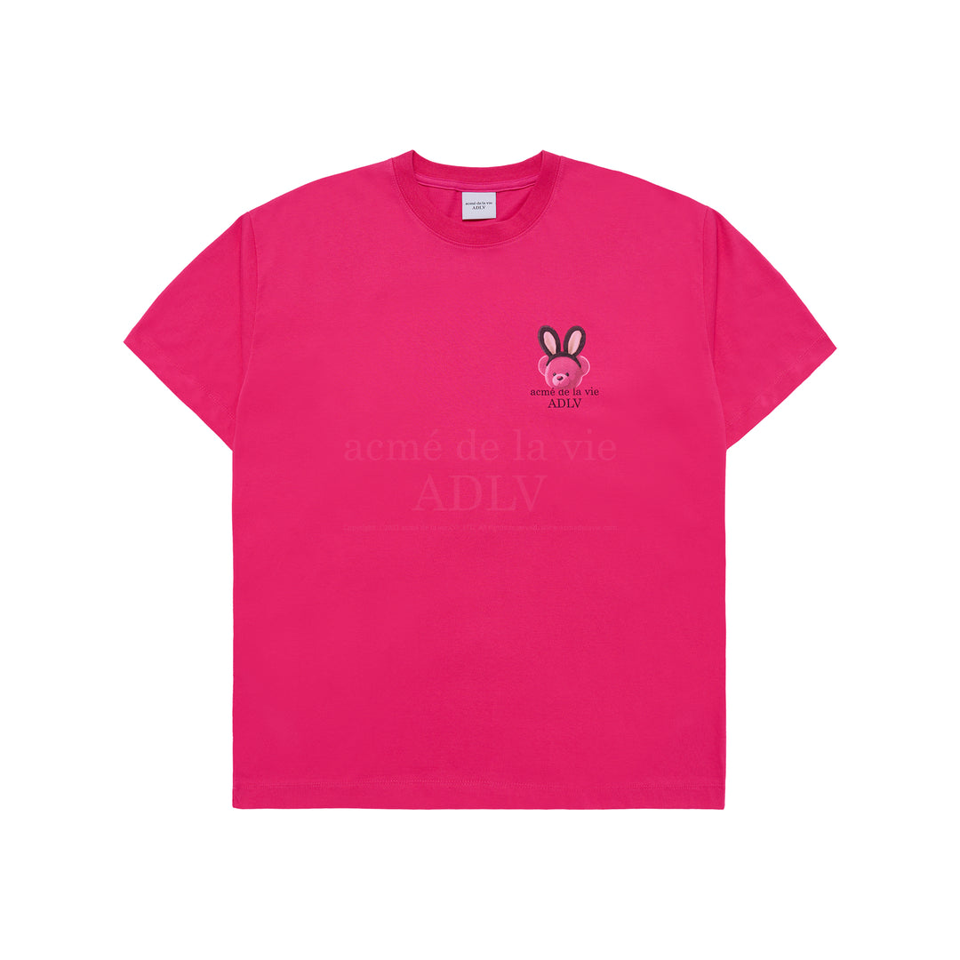 ADLV RABBIT BEAR DOLL LOGO SHORT SLEEVE T-SHIRT PINK