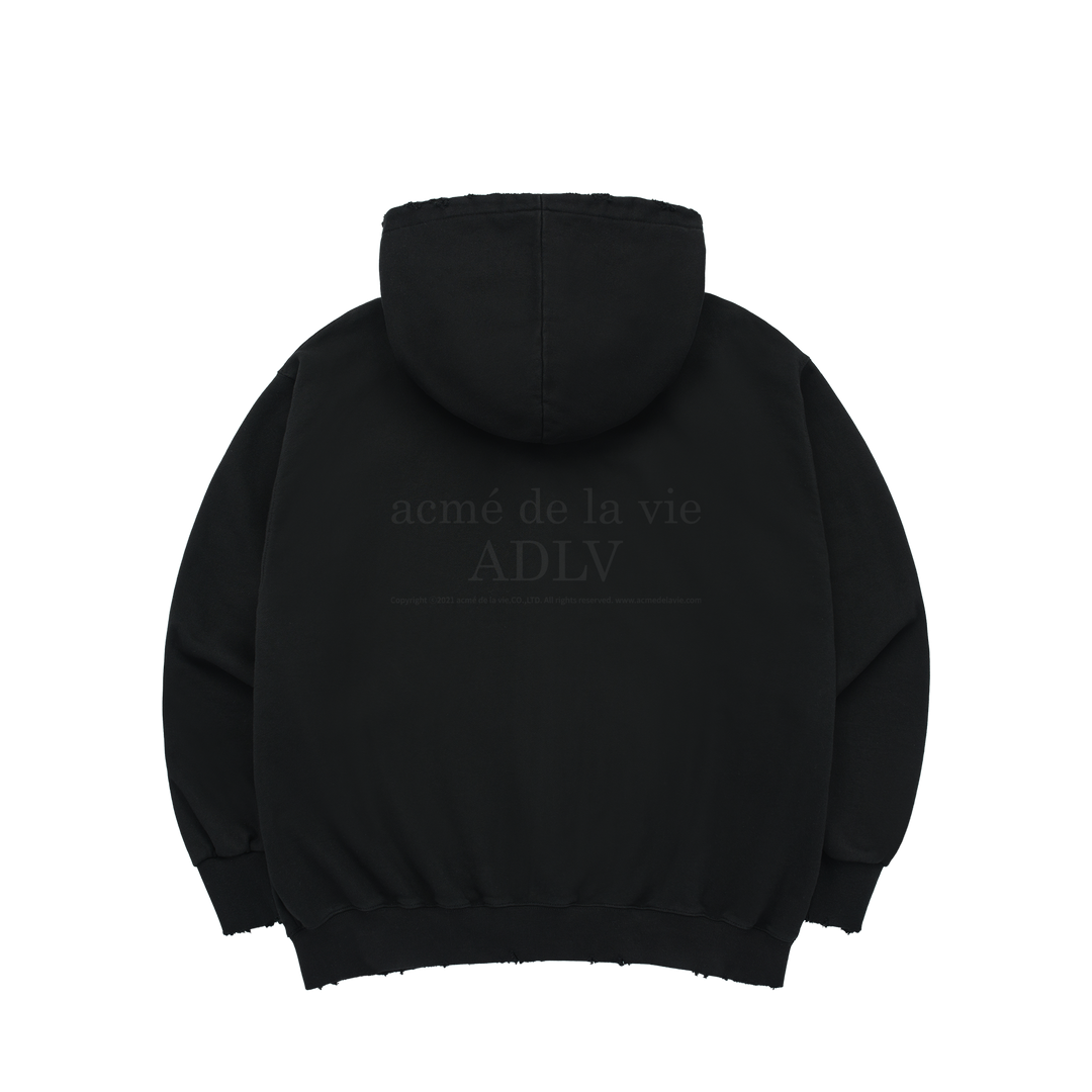 ADLV VINTAGE SYMBOL DESTROYED WASHING HOODIE BLACK