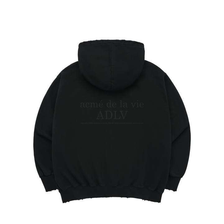 ADLV VINTAGE SYMBOL DESTROYED WASHING HOODIE BLACK